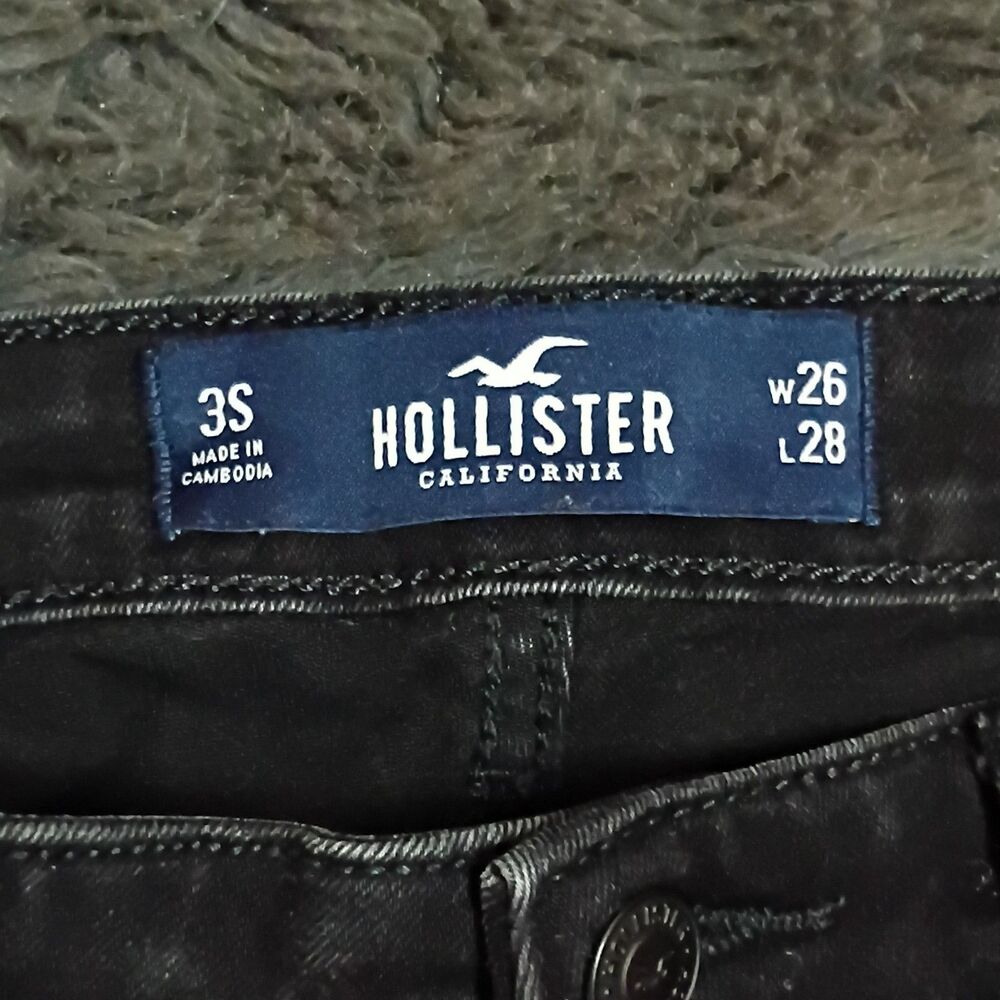 Hollister Women's Black Denim Jeans Skinny Slim Fit Dark Wash Stretch 5-Pocket